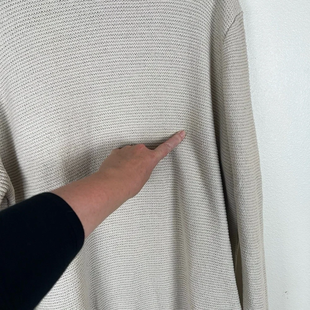 Banana Republic Mens Sweater XXL Tan Linen Blend Textured Quiet Luxury Coastal‎